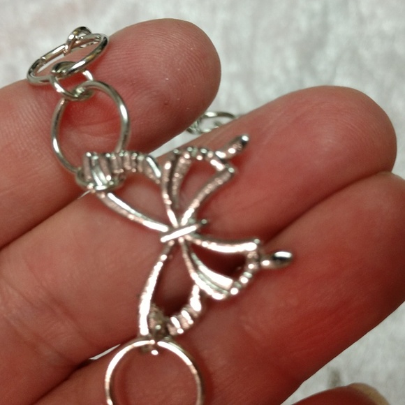 Butterfly Choker Pendant Drop Star Cross Round Chain Silvertone Boho 14"+ 2" ext - Picture 15 of 17